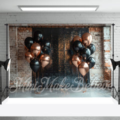 Aperturee - Red Brick Wall Balloon Birthday Cake Smash Backdrop