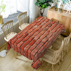 Aperturee - Red Broken Brick Wall Retro Rectangle Tablecloth