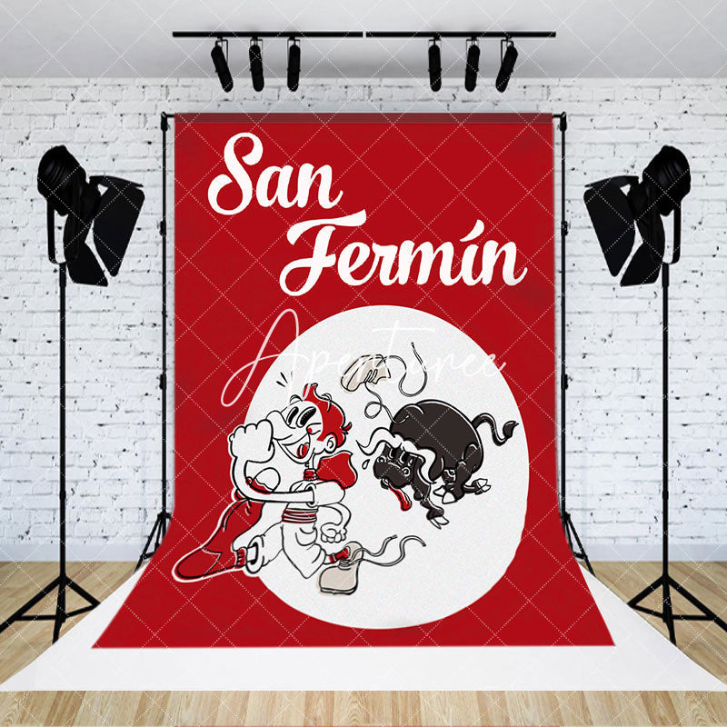 Aperturee - Red Bullfighting Show San Fermin Backdrop For Party