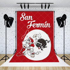 Aperturee - Red Bullfighting Show San Fermin Backdrop For Party