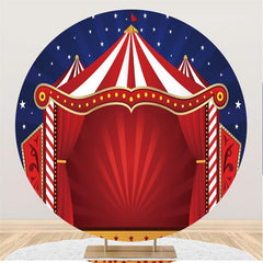 Aperturee Red Carpet Circus Stage With Blue Sky Circle Backdrop