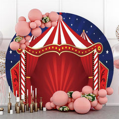 Aperturee Red Carpet Circus Stage With Blue Sky Circle Backdrop