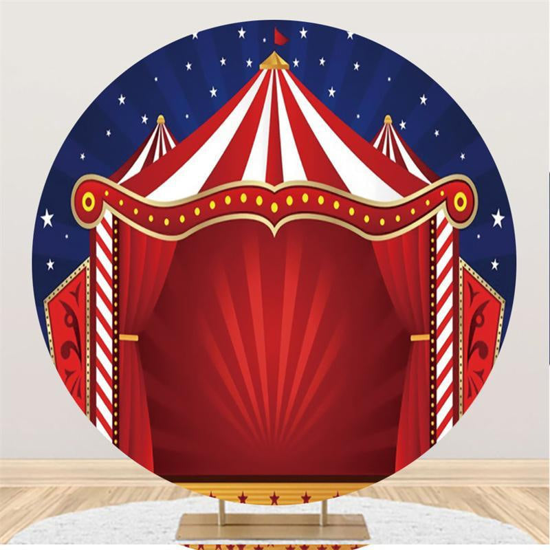 Lofaris Red Carpet Circus Stage With Blue Sky Circle Backdrop