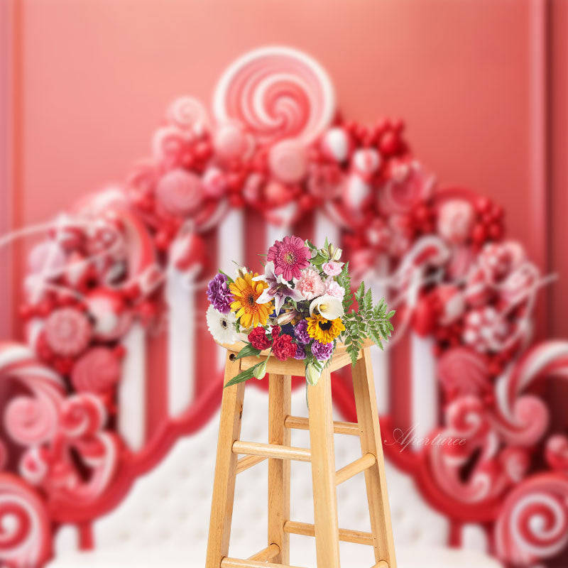 Aperturee - Red Christmas Candy Headboard Photoshoot Backdrop