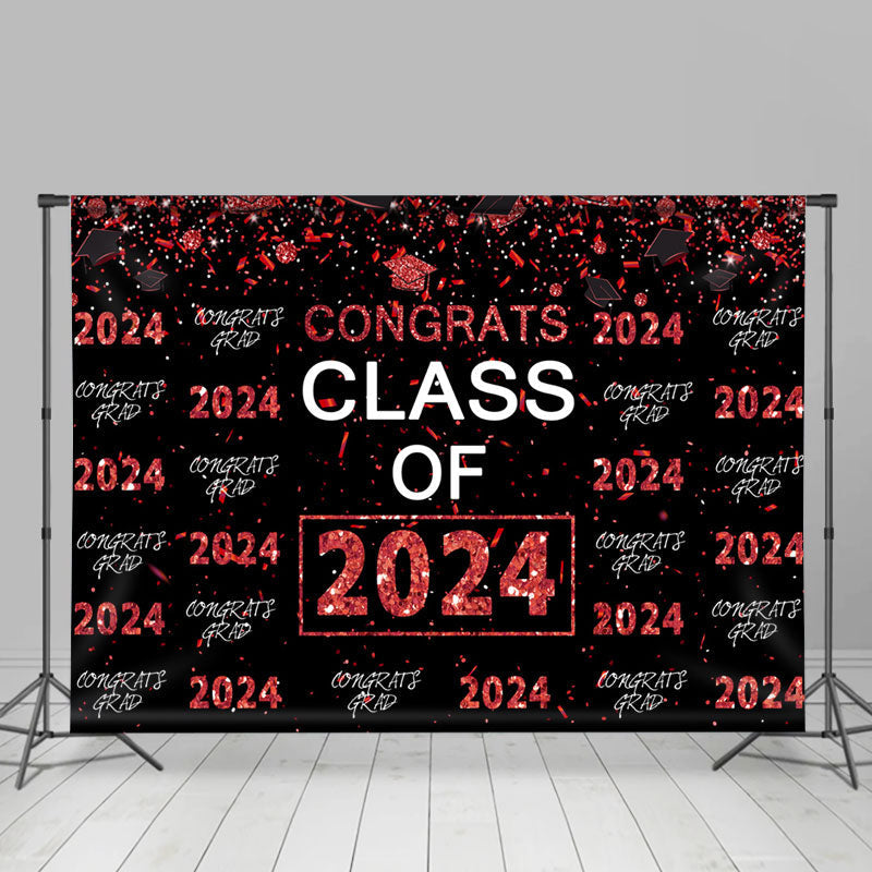 Aperturee - Red Class Of 2024 Congrats Party Black Photo Backdrop