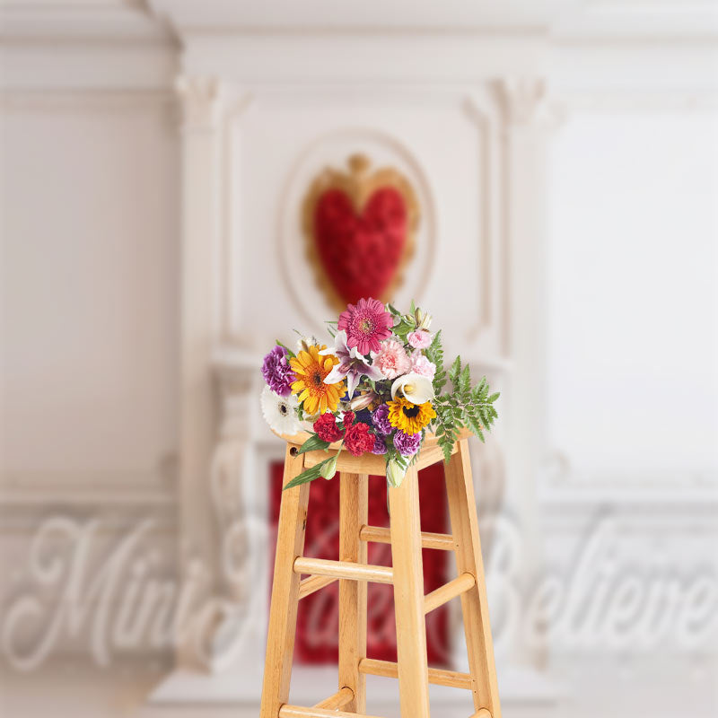 Aperturee - Red Countertop Heart Wall Valentines Day Backdrop