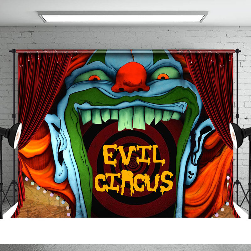 Aperturee - Red Curtain And Evil Circus Halloween Theme Backdrop