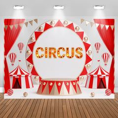 Aperturee - Red Curtain Circus Light Sign Birthday Backdrop