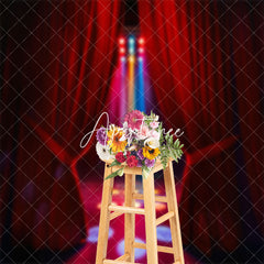 Aperturee - Red Curtain Colorful Spotlight Stage Photo Backdrop