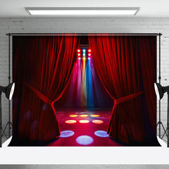 Aperturee - Red Curtain Colorful Spotlight Stage Photo Backdrop