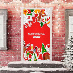 Aperturee - Red Cute Happy New Year Merry Christmas Door Cover