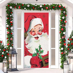 Aperturee - Red Cute Santa Claus Snowflake Christmas Door Cover