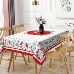 Aperturee - Red Deers Wreath Rectangle Merry Christmas Tablecloth