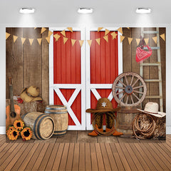 Aperturee - Red Door Wood Western Cowboy Baby Shower Backdrop