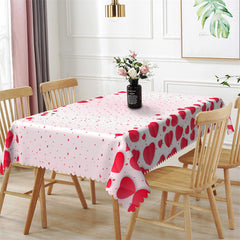 Aperturee - Red Dots Heart Shaped Petals Rectangle Tablecloth