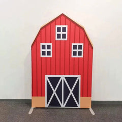 Aperturee - Red Farm Barn House Kids Party Arch Backdrop