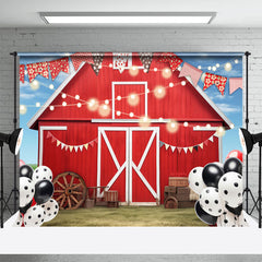 Aperturee - Red Farm House Balloon Birthday Cake Smash Backdrop