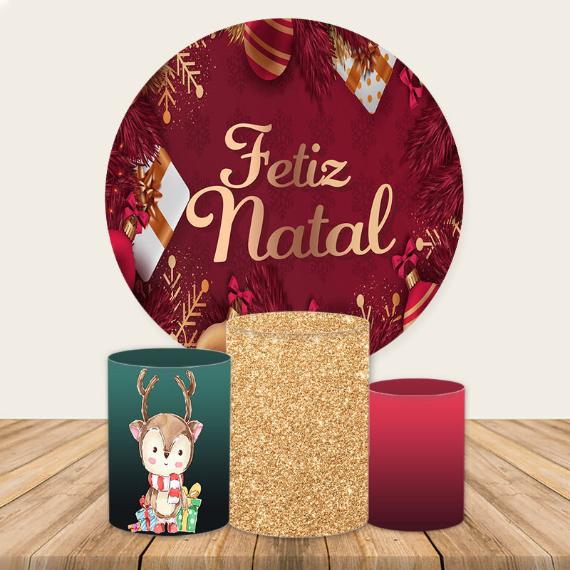 Aperturee Red Fekirnatal Merry Christmas Circle Backdrop Kit