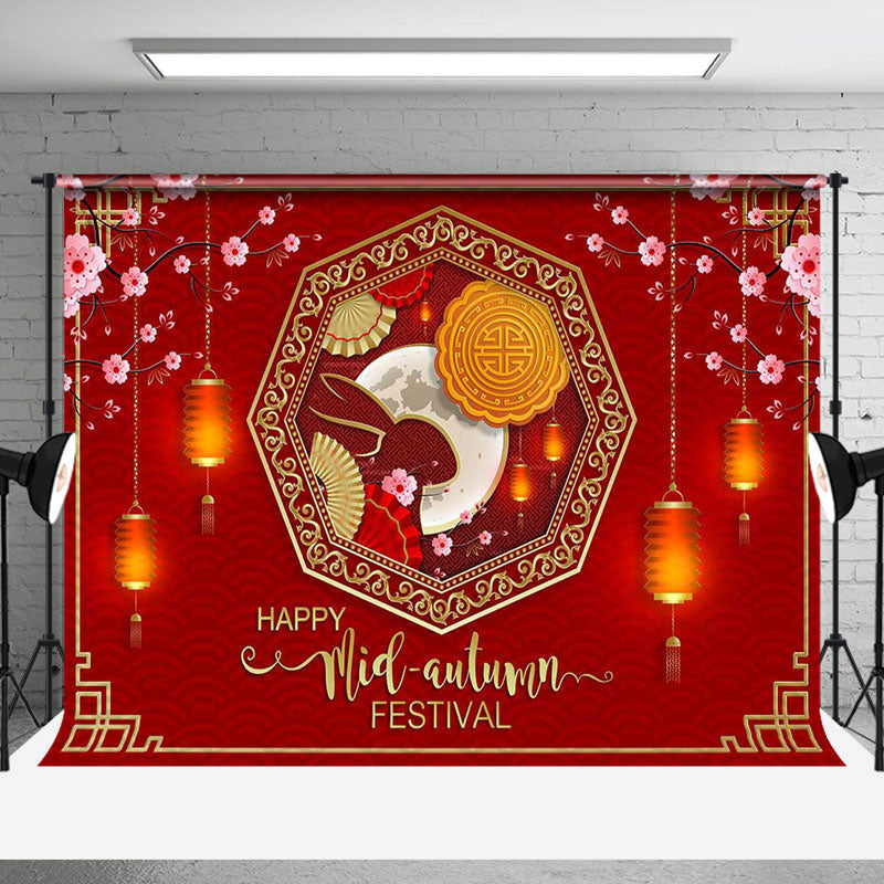 Aperturee - Red Festive Lantern Mid Autumn Festival Backdrop