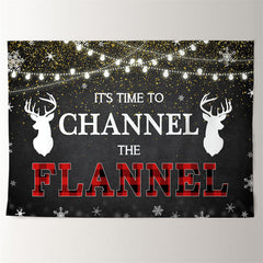 Aperturee - Red Flannel Glitter Light Deer Christmas Backdrop