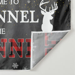 Aperturee - Red Flannel Glitter Light Deer Christmas Backdrop