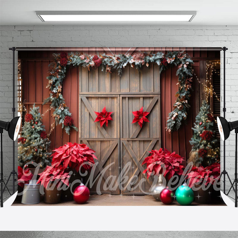 Aperturee - Red Floral Plants Photo Shoot Christmas Backdrop