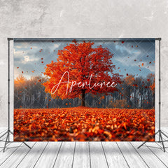 Aperturee - Red Fluttering Maple Leaves Trees Autumn Backdrop