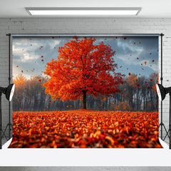 Aperturee - Red Fluttering Maple Leaves Trees Autumn Backdrop