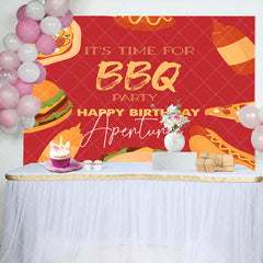 Aperturee - Red Food Its Time For Bbq Birthday Party Backdrop