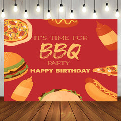 Aperturee - Red Food Its Time For Bbq Birthday Party Backdrop