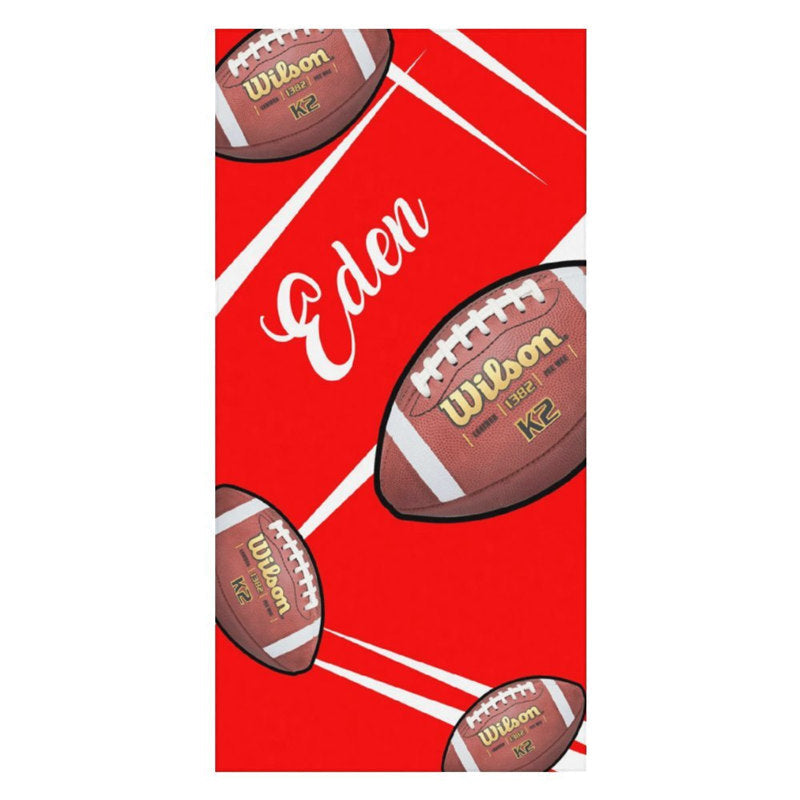 Aperturee - Red Football Custom Name Beach Towel Boy Gifts