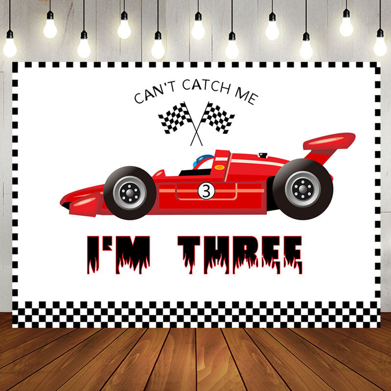 Aperturee - Red Formula Racing Car Im Three Birthday Backdrop