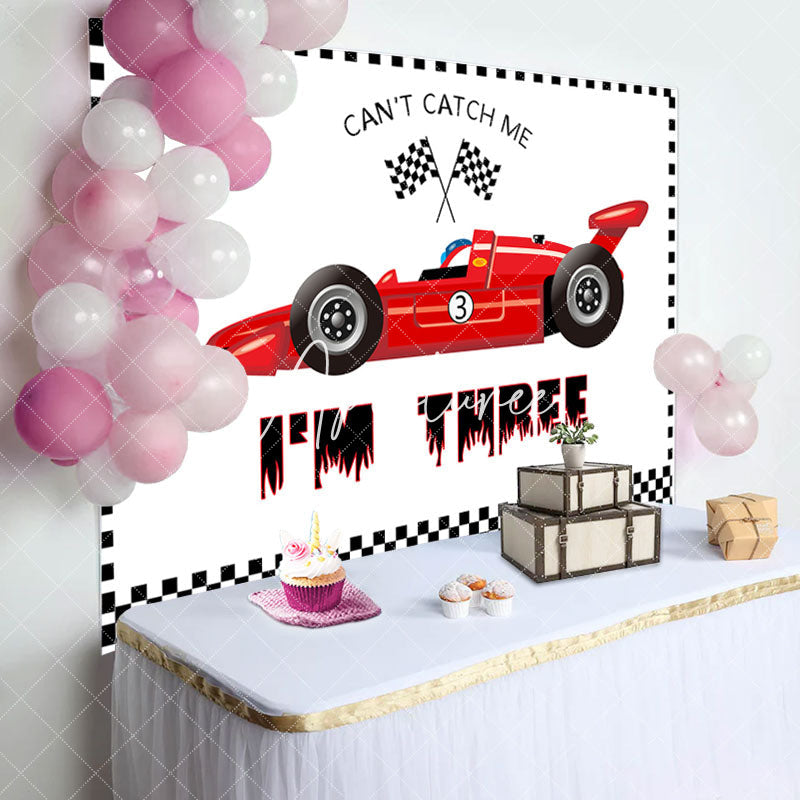 Aperturee - Red Formula Racing Car Im Three Birthday Backdrop