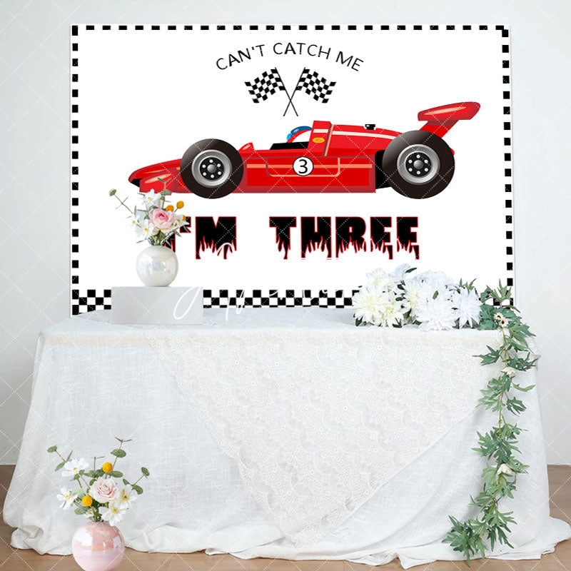 Aperturee - Red Formula Racing Car Im Three Birthday Backdrop