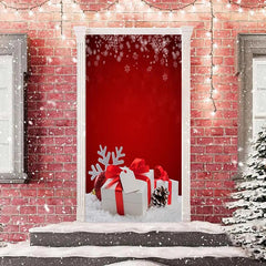 Aperturee - Red Gifts Snowflake Christmas Door Cover Decoration