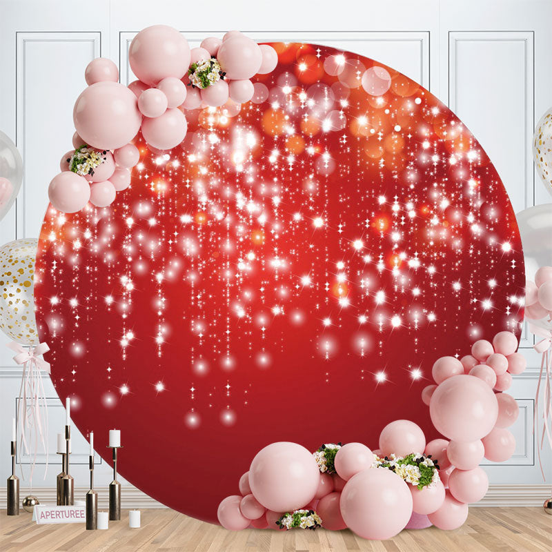 Aperturee - Red Glitter Bokeh Round Birthday Party Backdrop