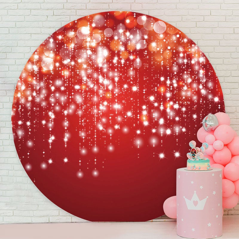 Aperturee - Red Glitter Bokeh Round Birthday Party Backdrop