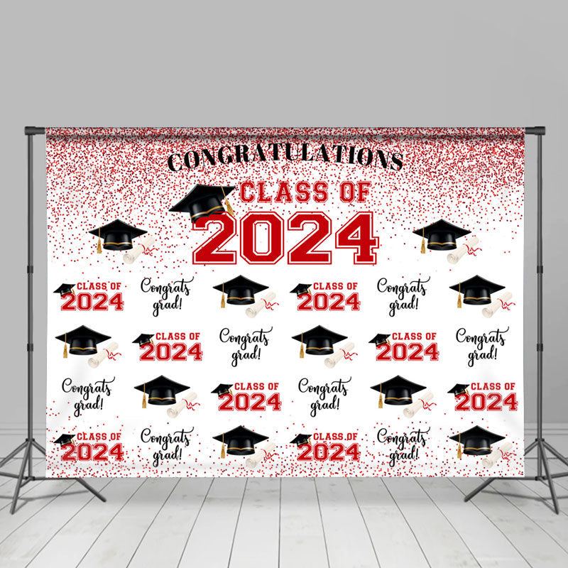 Aperturee - Red Glitter Congratulations Class Of 2024 Backdrop