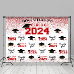 Aperturee - Red Glitter Congratulations Class Of 2024 Backdrop