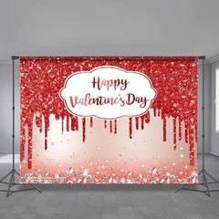 Aperturee - Red Glitter Diamond Happy Valentines Day Backdrop