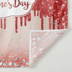 Aperturee - Red Glitter Diamond Happy Valentines Day Backdrop