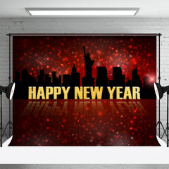 Aperturee - Red Glitter New York City Happy New Year Backdrop