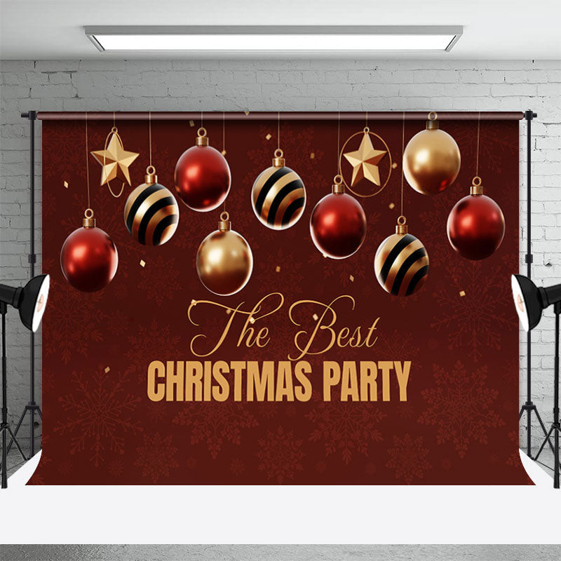 Aperturee - Red Gold Ball The Best Christmas Party Backdrop