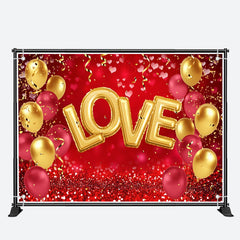 Aperturee - Red Gold Balloon Confetti Valentines Day Backdrop