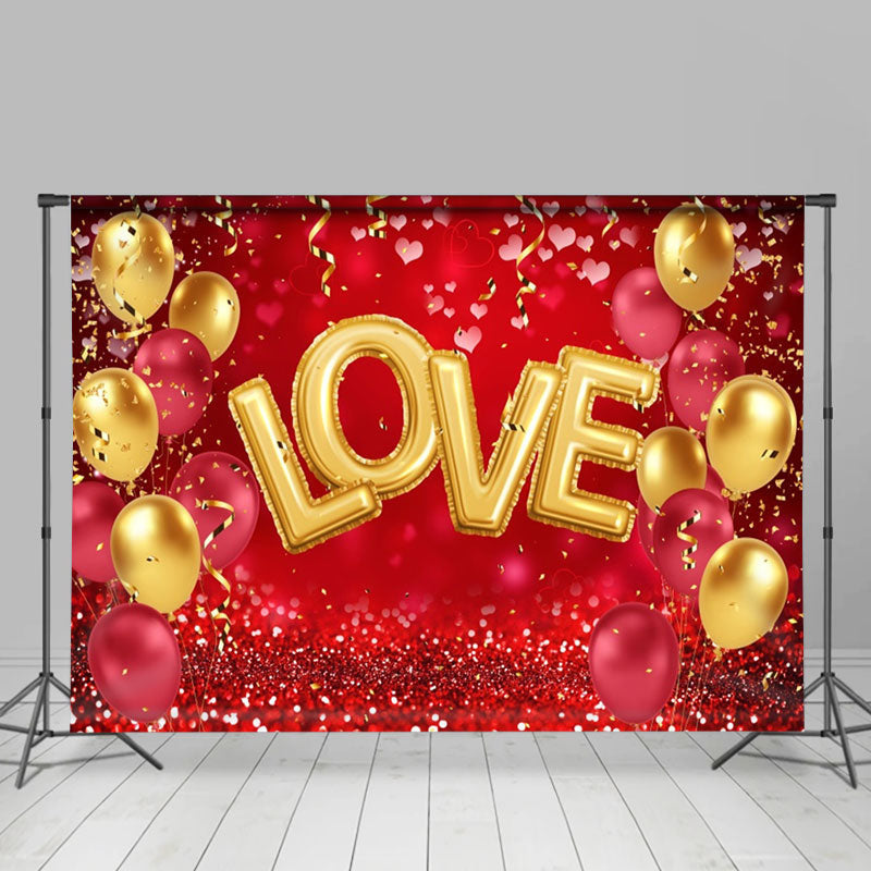 Aperturee - Red Gold Balloon Confetti Valentines Day Backdrop