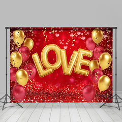 Aperturee - Red Gold Balloon Confetti Valentines Day Backdrop