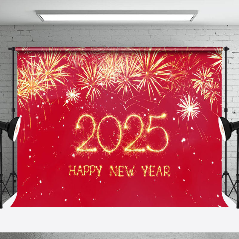 Aperturee - Red Gold Brilliant Happy New Year Celebration Backdrop