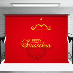 Aperturee - Red Gold Crossbow Arrow Happy Dussehra Backdrop