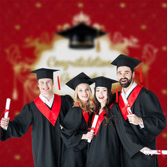 Aperturee - Red Gold Graduation Ceremony Photos Studio Backdrop