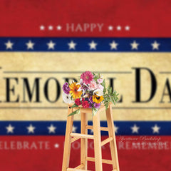 Aperturee - Red Gold Retro Style Memorial Day Backdrop For Photo